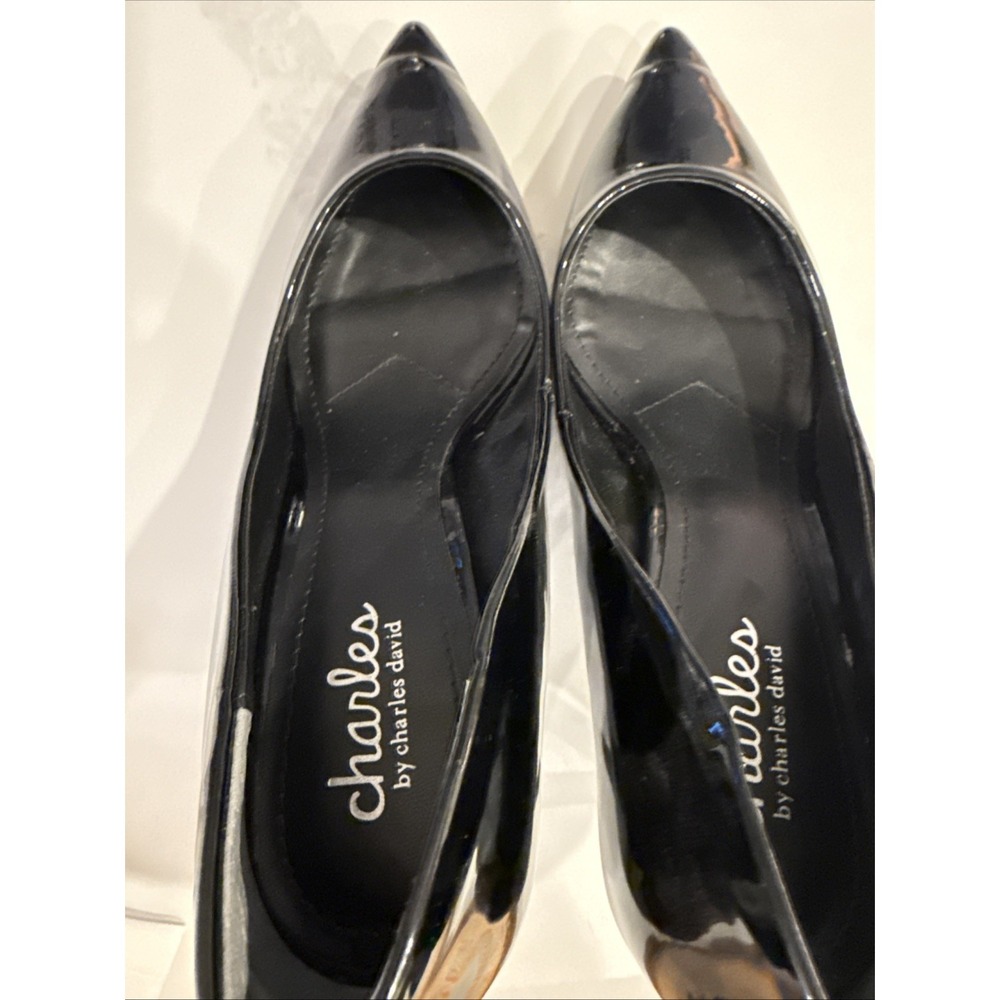 Charles by Charles David Black Patent Leather Pumps Size 8 Pointed Toe Heels‎ - Picture 8 of 9